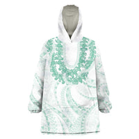 Aloha Lei Onaona Wearable Blanket Hoodie Sage Green Hawaiian Tribal Pattern LT9 One Size Green - Polynesian Pride