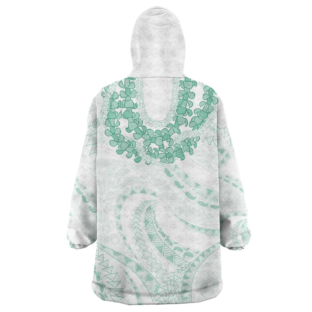 Aloha Lei Onaona Wearable Blanket Hoodie Sage Green Hawaiian Tribal Pattern LT9 - Polynesian Pride
