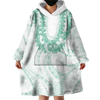 Aloha Lei Onaona Wearable Blanket Hoodie Sage Green Hawaiian Tribal Pattern LT9 - Polynesian Pride