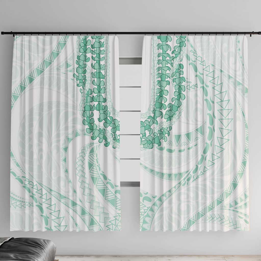 Aloha Lei Onaona Window Curtain Sage Green Hawaiian Tribal Pattern LT9 With Hooks Green - Polynesian Pride