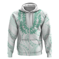 Aloha Lei Onaona Zip Hoodie Sage Green Hawaiian Tribal Pattern