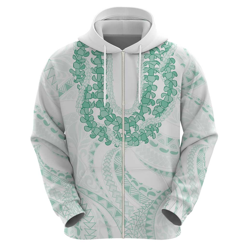 Aloha Lei Onaona Zip Hoodie Sage Green Hawaiian Tribal Pattern