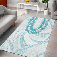 Aloha Lei Onaona Area Rug Teal Hawaiian Tribal Pattern