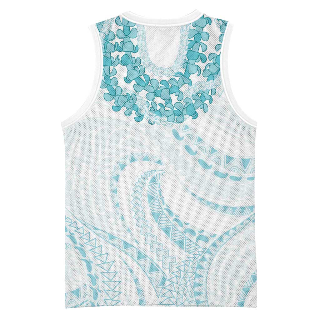Aloha Lei Onaona Basketball Jersey Teal Hawaiian Tribal Pattern LT9 - Polynesian Pride