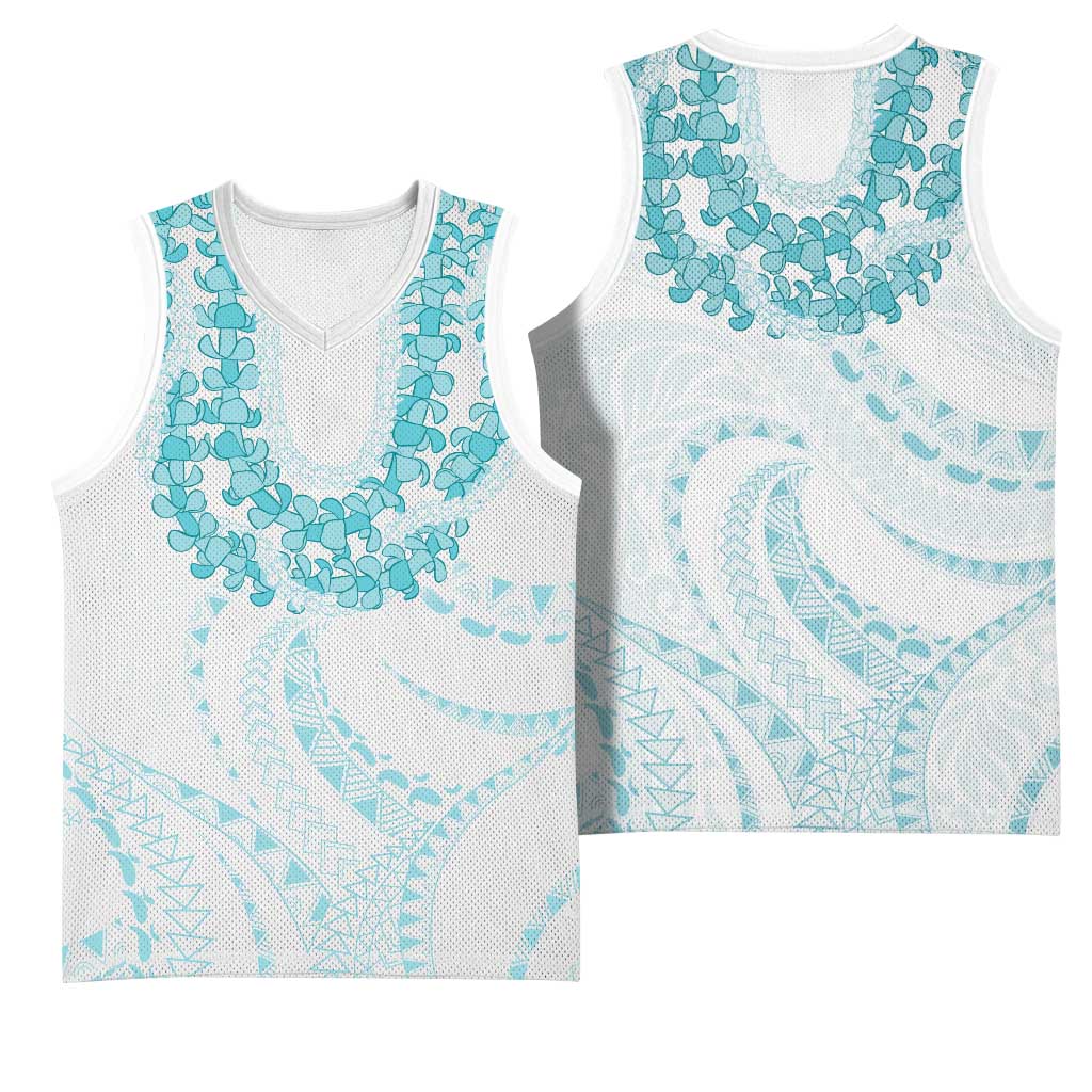 Aloha Lei Onaona Basketball Jersey Teal Hawaiian Tribal Pattern LT9 - Polynesian Pride
