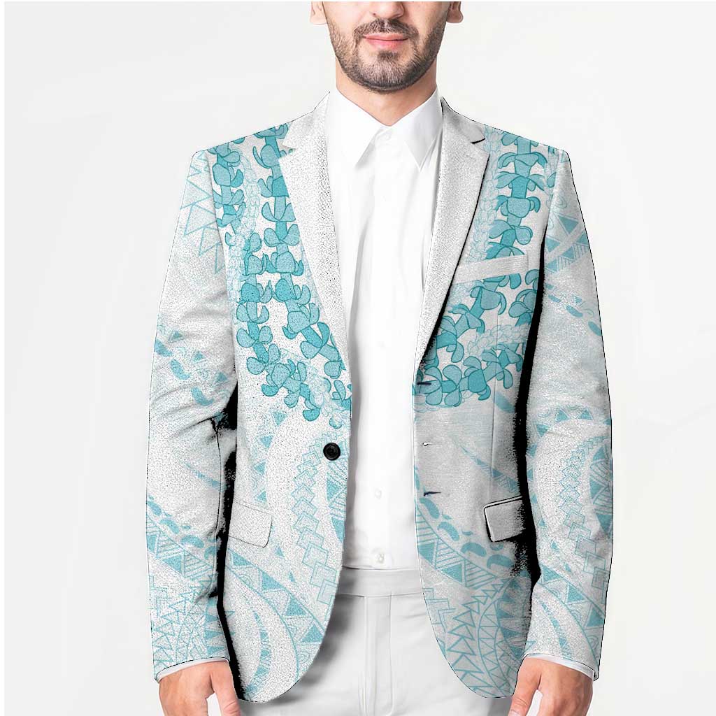 Aloha Lei Onaona Blazer Teal Hawaiian Tribal Pattern - Polynesian Pride
