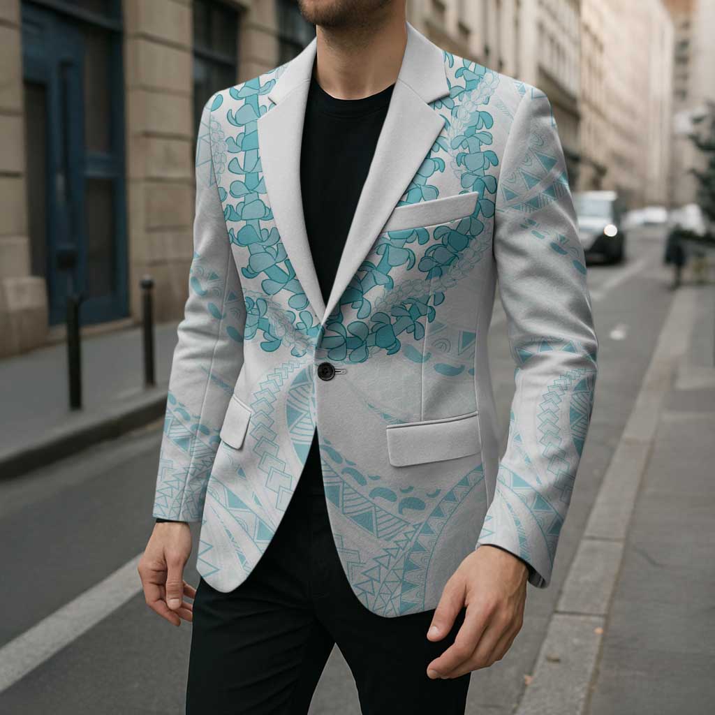 Aloha Lei Onaona Blazer Teal Hawaiian Tribal Pattern - Polynesian Pride