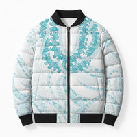 Aloha Lei Onaona Bomber Puffer Jacket Teal Hawaiian Tribal Pattern LT9 Unisex Teal - Polynesian Pride