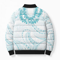 Aloha Lei Onaona Bomber Puffer Jacket Teal Hawaiian Tribal Pattern LT9 - Polynesian Pride