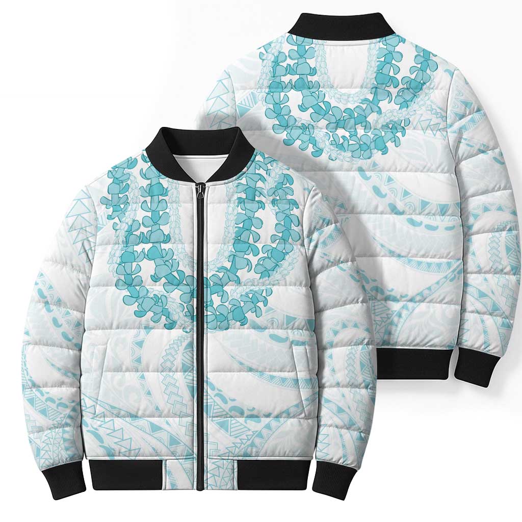 Aloha Lei Onaona Bomber Puffer Jacket Teal Hawaiian Tribal Pattern LT9 - Polynesian Pride