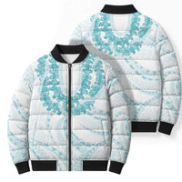 Aloha Lei Onaona Bomber Puffer Jacket Teal Hawaiian Tribal Pattern LT9 - Polynesian Pride