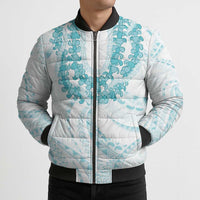 Aloha Lei Onaona Bomber Puffer Jacket Teal Hawaiian Tribal Pattern LT9 - Polynesian Pride