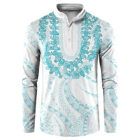 Aloha Lei Onaona Button Sweatshirt Teal Hawaiian Tribal Pattern LT9 Teal - Polynesian Pride