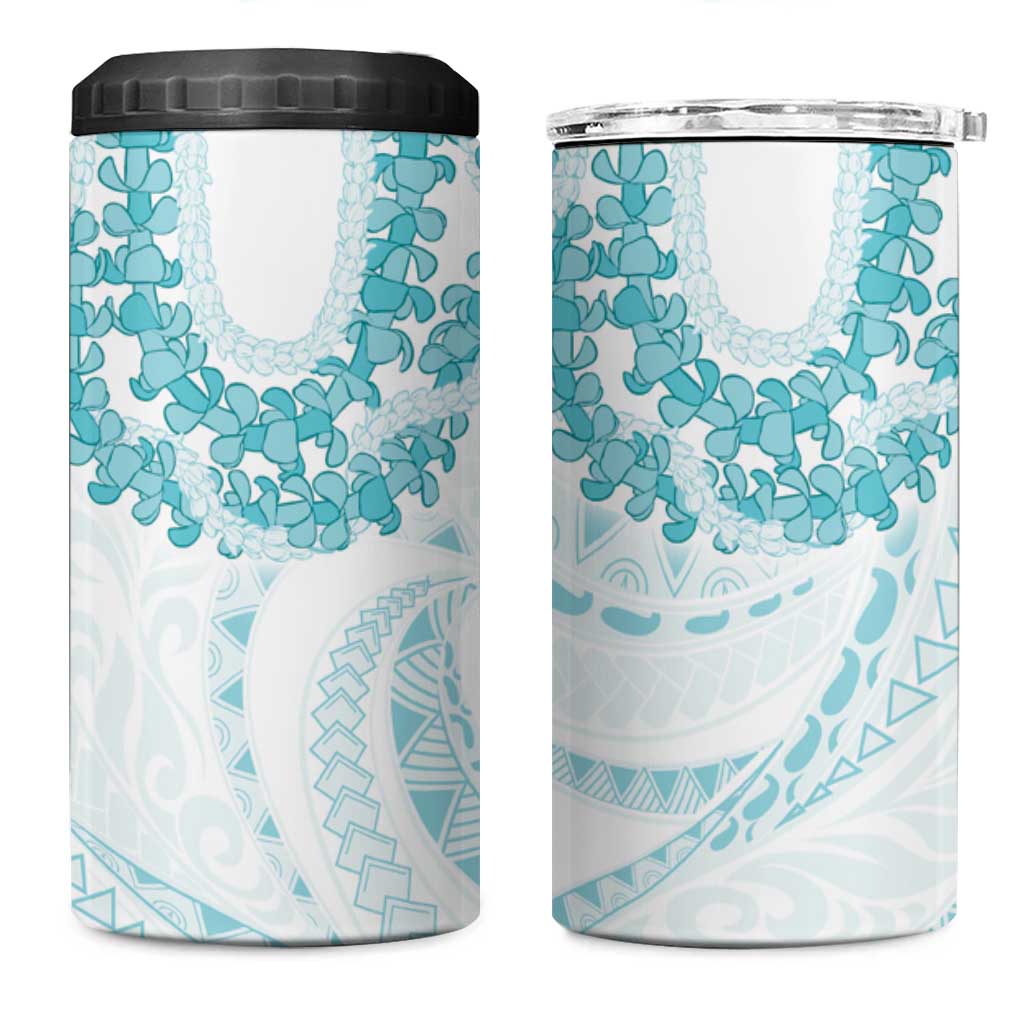 Aloha Lei Onaona 4 in 1 Can Cooler Tumbler Teal Hawaiian Tribal Pattern