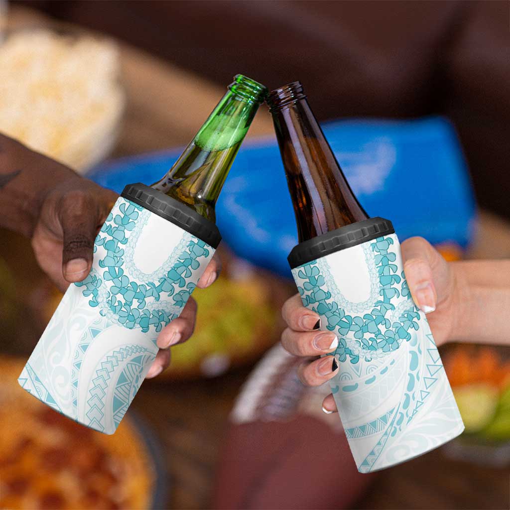 Aloha Lei Onaona 4 in 1 Can Cooler Tumbler Teal Hawaiian Tribal Pattern