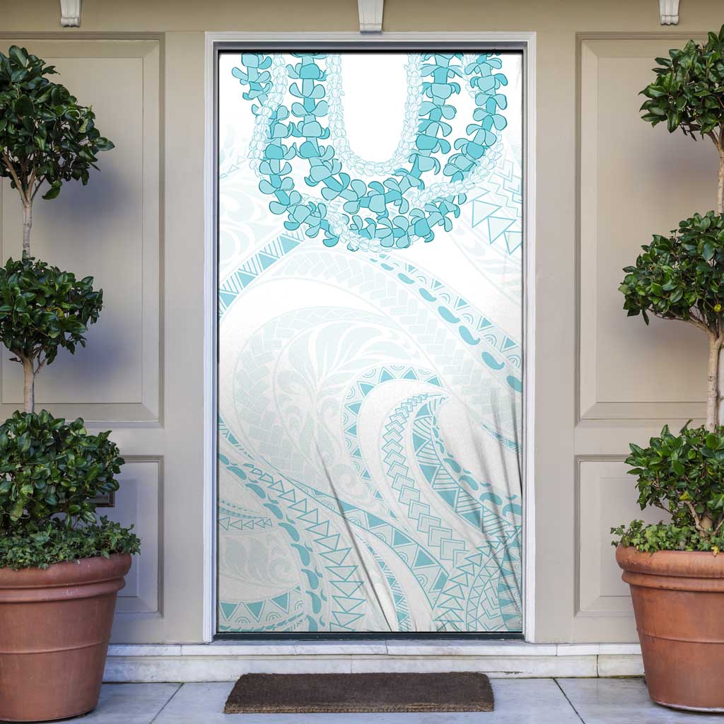 Aloha Lei Onaona Door Cover Teal Hawaiian Tribal Pattern LT9 Teal - Polynesian Pride