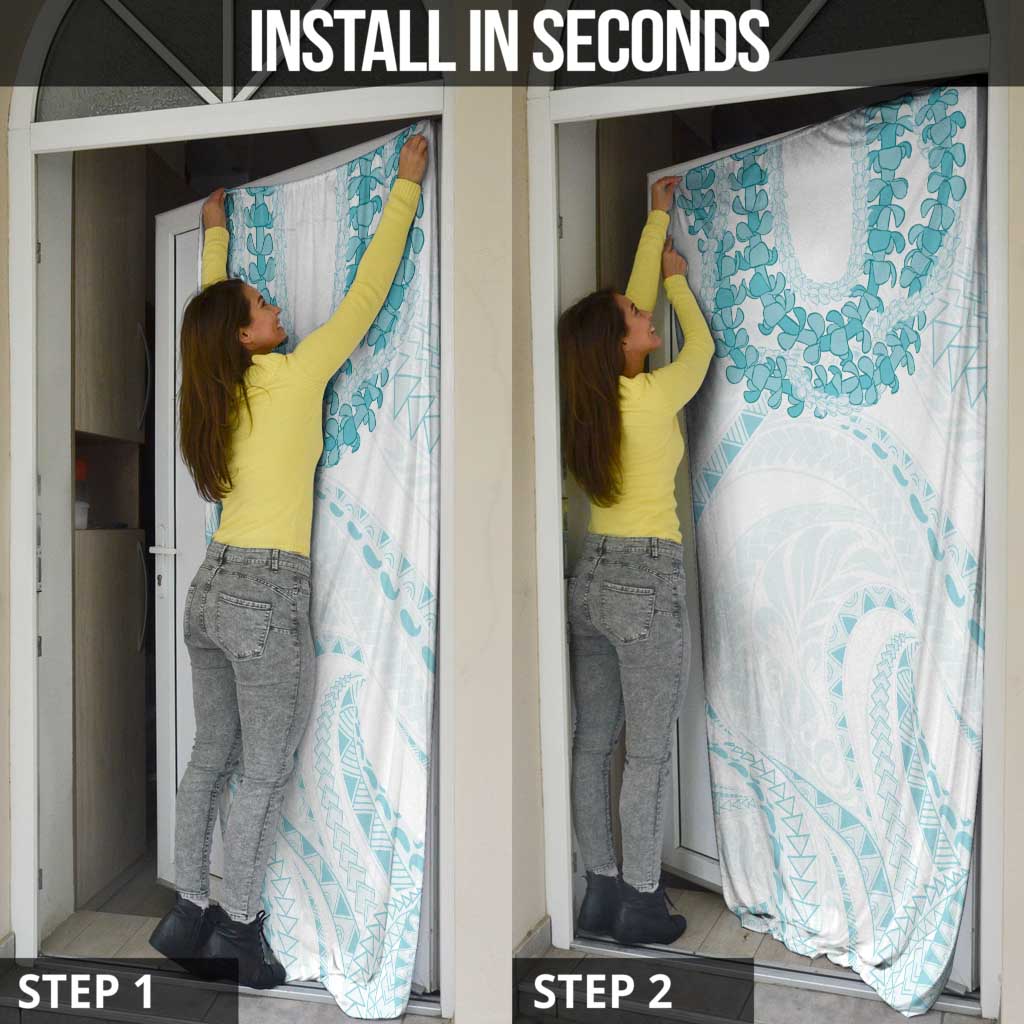 Aloha Lei Onaona Door Cover Teal Hawaiian Tribal Pattern LT9 - Polynesian Pride