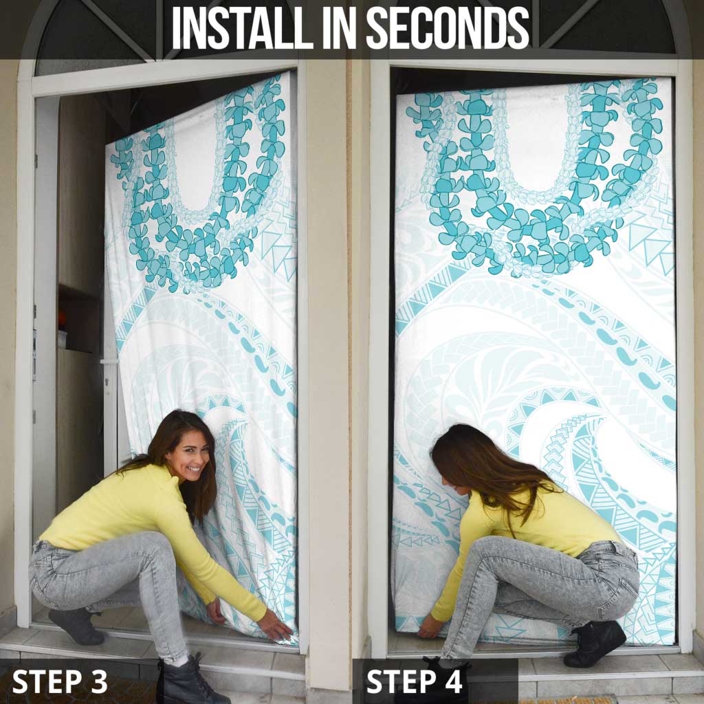 Aloha Lei Onaona Door Cover Teal Hawaiian Tribal Pattern LT9 - Polynesian Pride