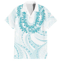 Aloha Lei Onaona Family Matching Long Sleeve Bodycon Dress and Hawaiian Shirt Teal Hawaiian Tribal Pattern