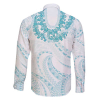 Aloha Lei Onaona Family Matching Long Sleeve Bodycon Dress and Hawaiian Shirt Teal Hawaiian Tribal Pattern