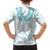 Aloha Lei Onaona Family Matching Off The Shoulder Long Sleeve Dress and Hawaiian Shirt Teal Hawaiian Tribal Pattern