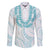 Aloha Lei Onaona Family Matching Off The Shoulder Long Sleeve Dress and Hawaiian Shirt Teal Hawaiian Tribal Pattern