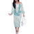 Aloha Lei Onaona Family Matching Off The Shoulder Long Sleeve Dress and Hawaiian Shirt Teal Hawaiian Tribal Pattern