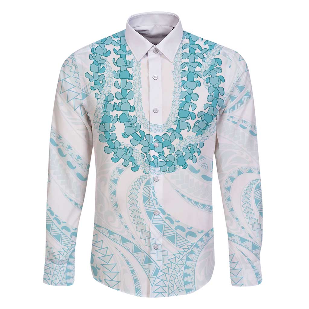 Aloha Lei Onaona Family Matching Off Shoulder Maxi Dress and Hawaiian Shirt Teal Hawaiian Tribal Pattern
