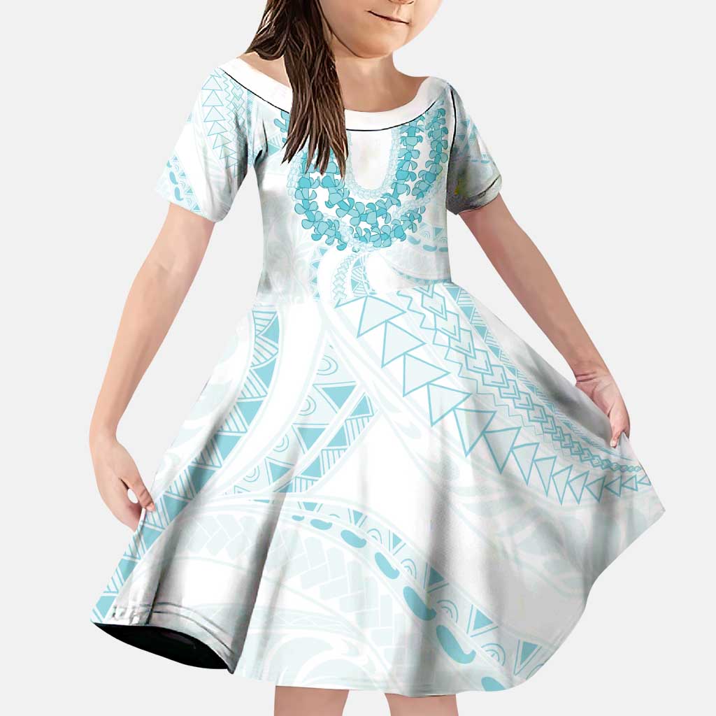 Aloha Lei Onaona Family Matching Puletasi and Hawaiian Shirt Teal Hawaiian Tribal Pattern