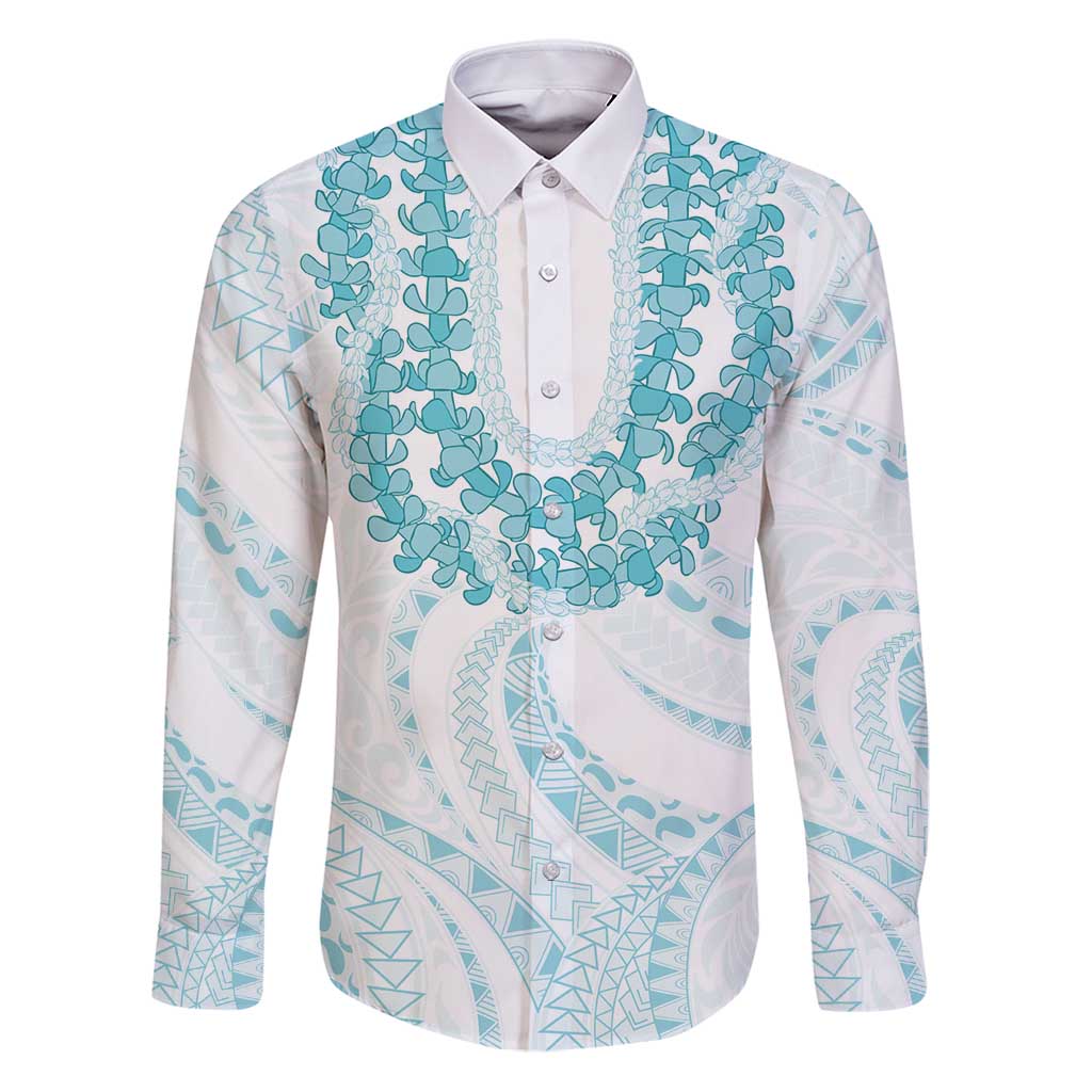 Aloha Lei Onaona Family Matching Puletasi and Hawaiian Shirt Teal Hawaiian Tribal Pattern