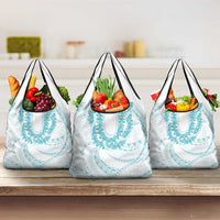 Aloha Lei Onaona Grocery Bag Teal Hawaiian Tribal Pattern LT9 3-pack One Size Teal - Polynesian Pride