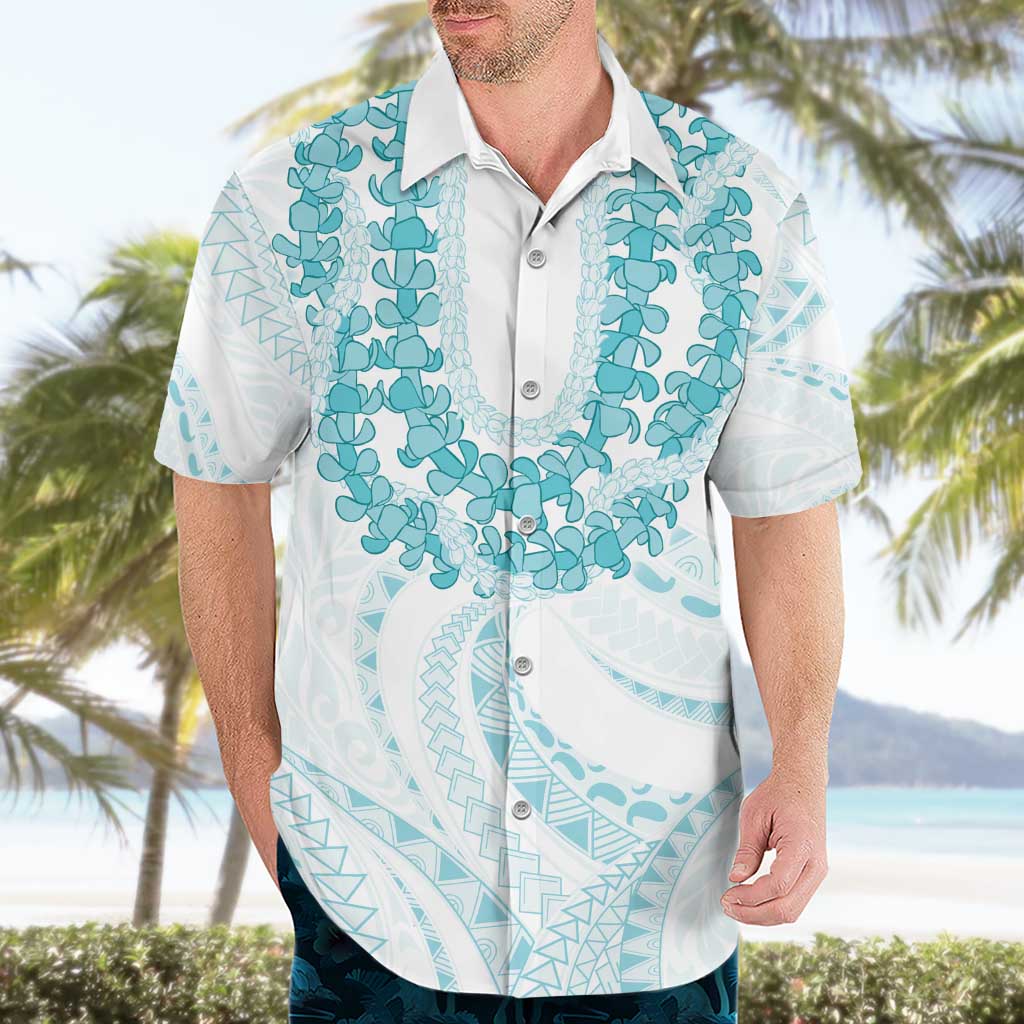 Aloha Lei Onaona Hawaiian Shirt Teal Hawaiian Tribal Pattern LT9 - Polynesian Pride