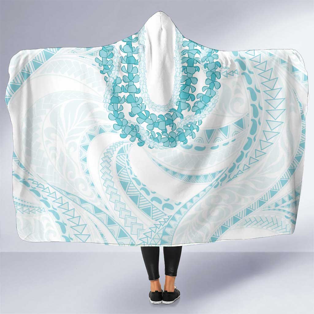 Aloha Lei Onaona Hooded Blanket Teal Hawaiian Tribal Pattern LT9 One Size Teal - Polynesian Pride