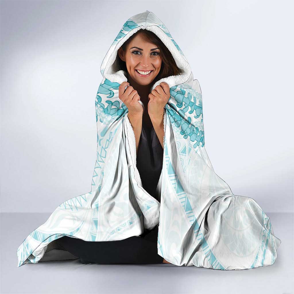 Aloha Lei Onaona Hooded Blanket Teal Hawaiian Tribal Pattern LT9 - Polynesian Pride