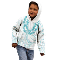 Aloha Lei Onaona Kid Hoodie Teal Hawaiian Tribal Pattern
