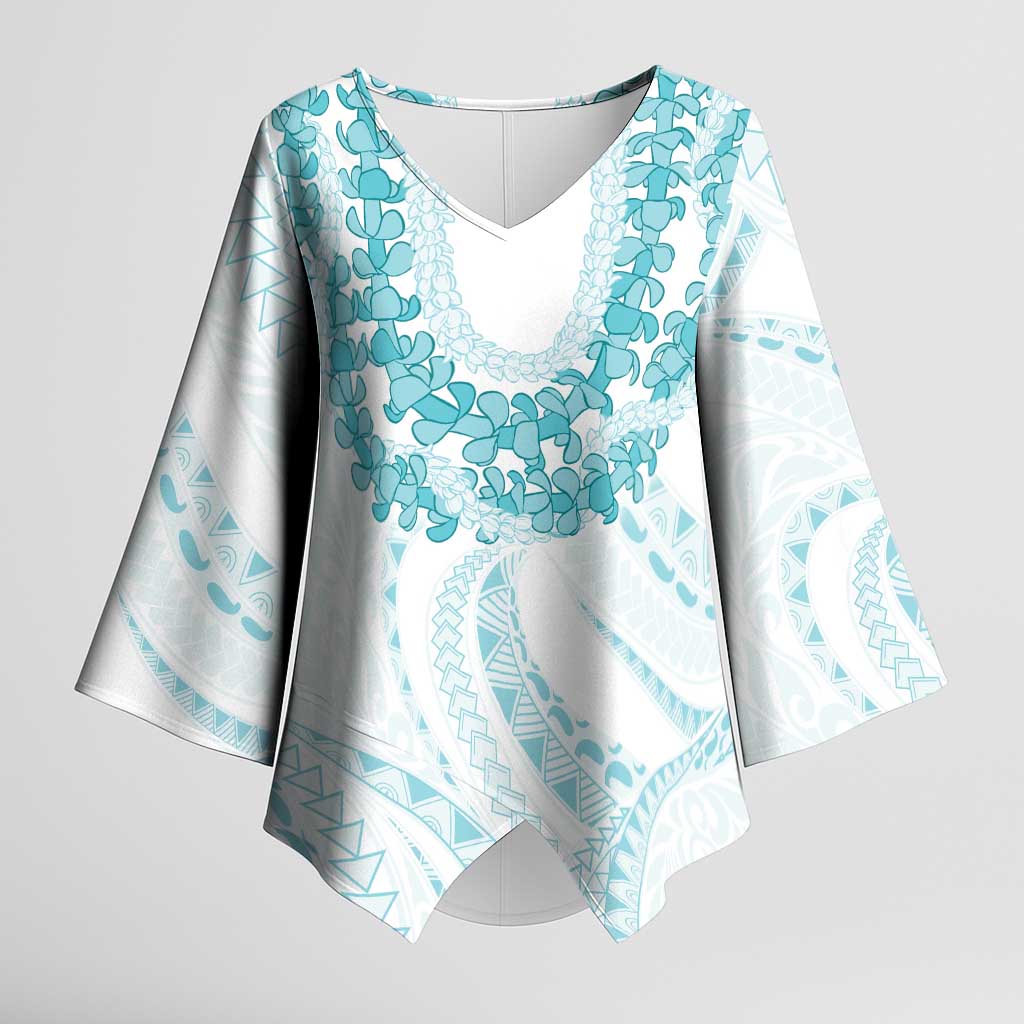 Aloha Lei Onaona Kimono Sleeve Blouse Teal Hawaiian Tribal Pattern LT9 Female Teal - Polynesian Pride