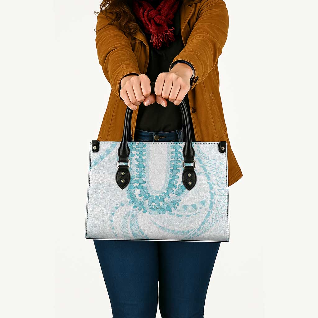 Aloha Lei Onaona Leather Bag Teal Hawaiian Tribal Pattern - Polynesian Pride