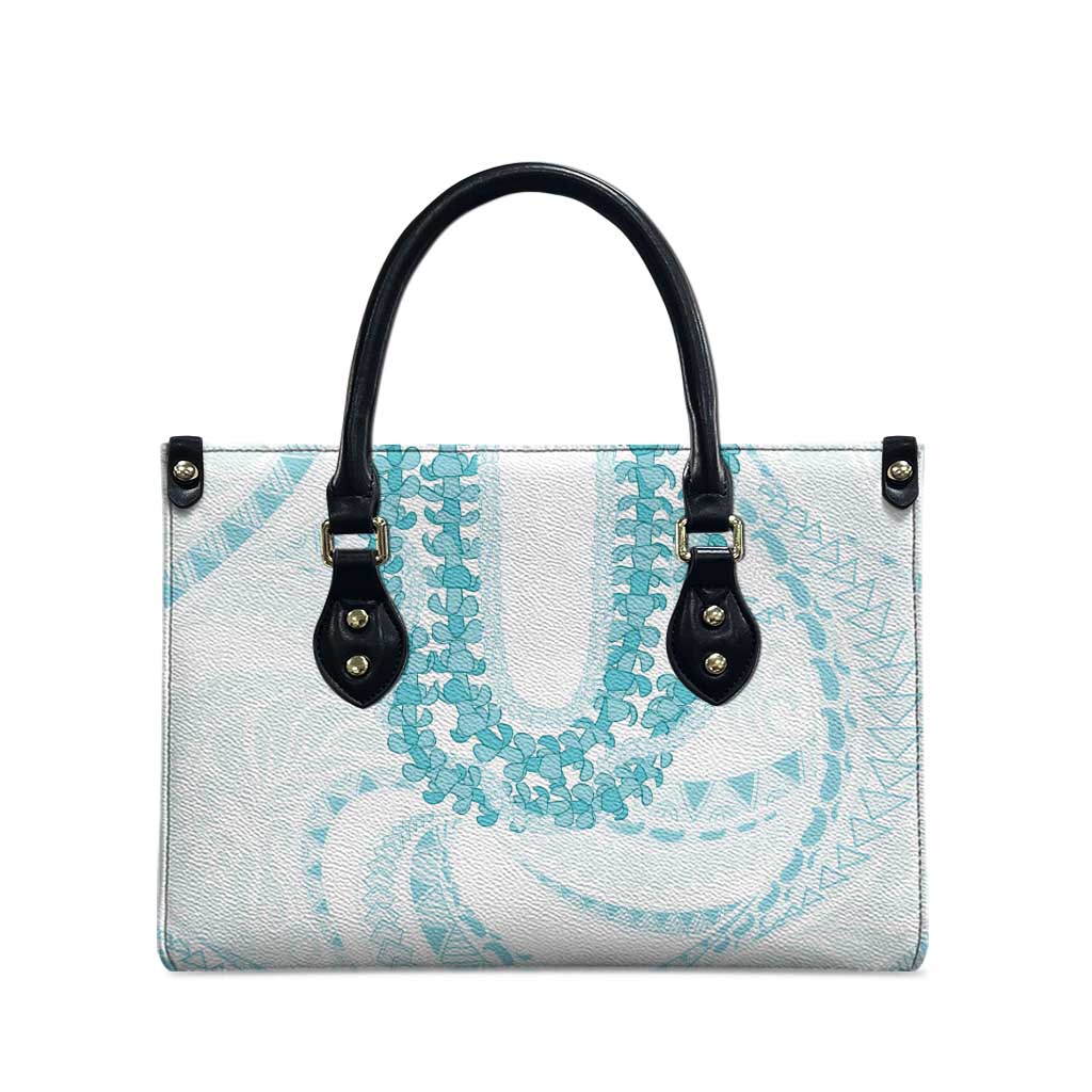 Aloha Lei Onaona Leather Bag Teal Hawaiian Tribal Pattern - Polynesian Pride
