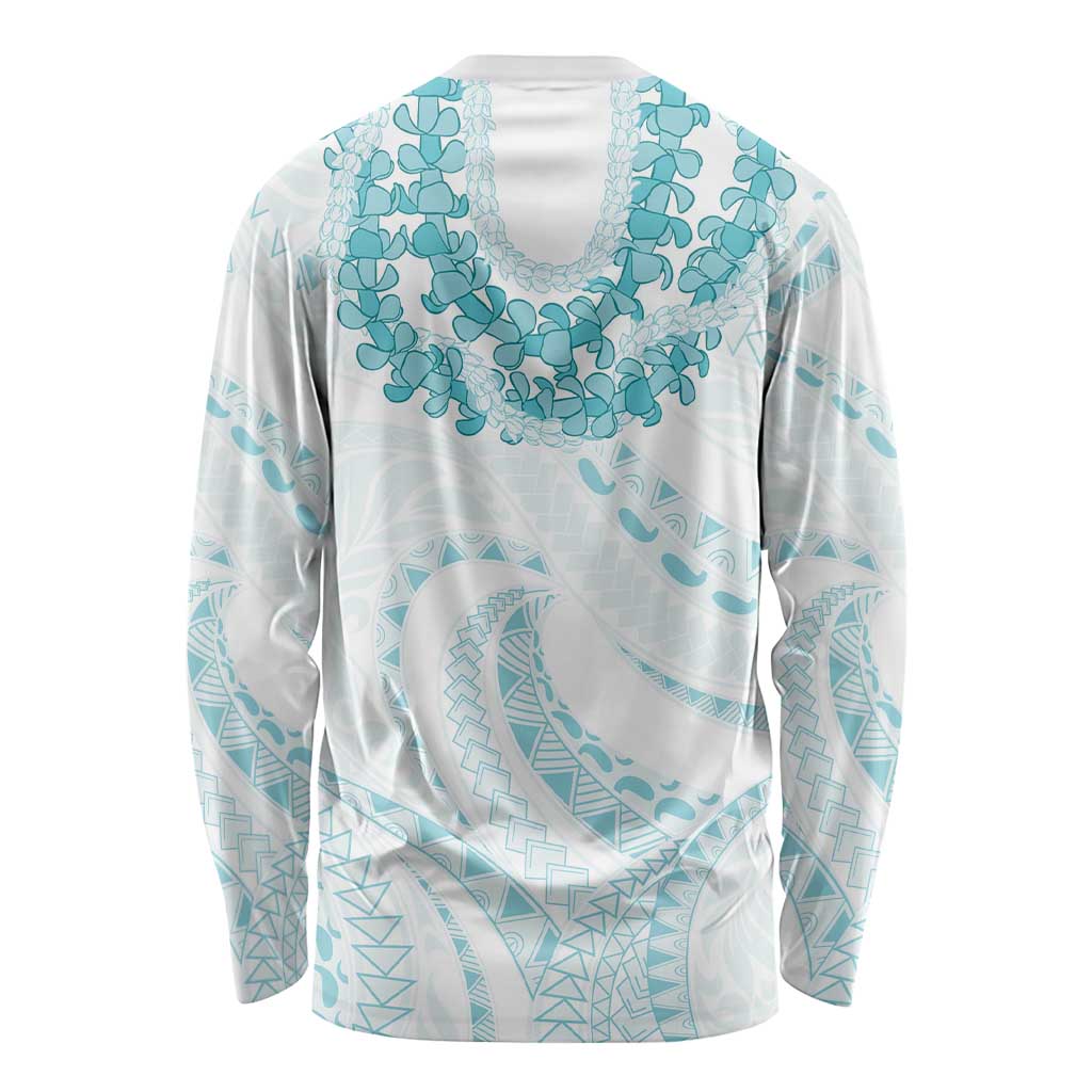 Aloha Lei Onaona Long Sleeve Shirt Teal Hawaiian Tribal Pattern LT9 - Polynesian Pride