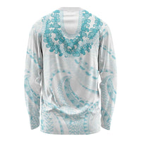 Aloha Lei Onaona Long Sleeve Shirt Teal Hawaiian Tribal Pattern LT9 - Polynesian Pride