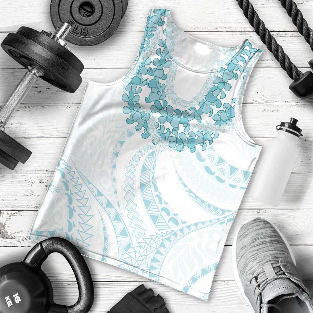 Aloha Lei Onaona Men Tank Top Teal Hawaiian Tribal Pattern LT9 - Polynesian Pride
