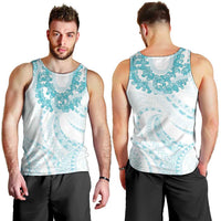 Aloha Lei Onaona Men Tank Top Teal Hawaiian Tribal Pattern LT9 - Polynesian Pride