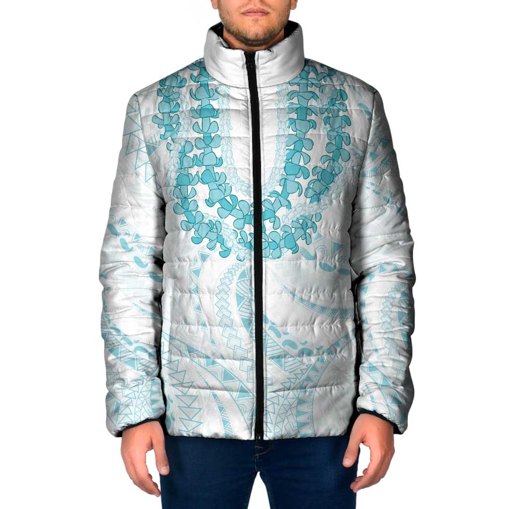 Aloha Lei Onaona Padded Jacket Teal Hawaiian Tribal Pattern LT9 Men Teal - Polynesian Pride