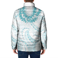 Aloha Lei Onaona Padded Jacket Teal Hawaiian Tribal Pattern LT9 - Polynesian Pride