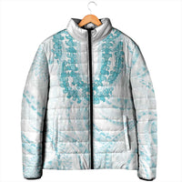 Aloha Lei Onaona Padded Jacket Teal Hawaiian Tribal Pattern LT9 - Polynesian Pride