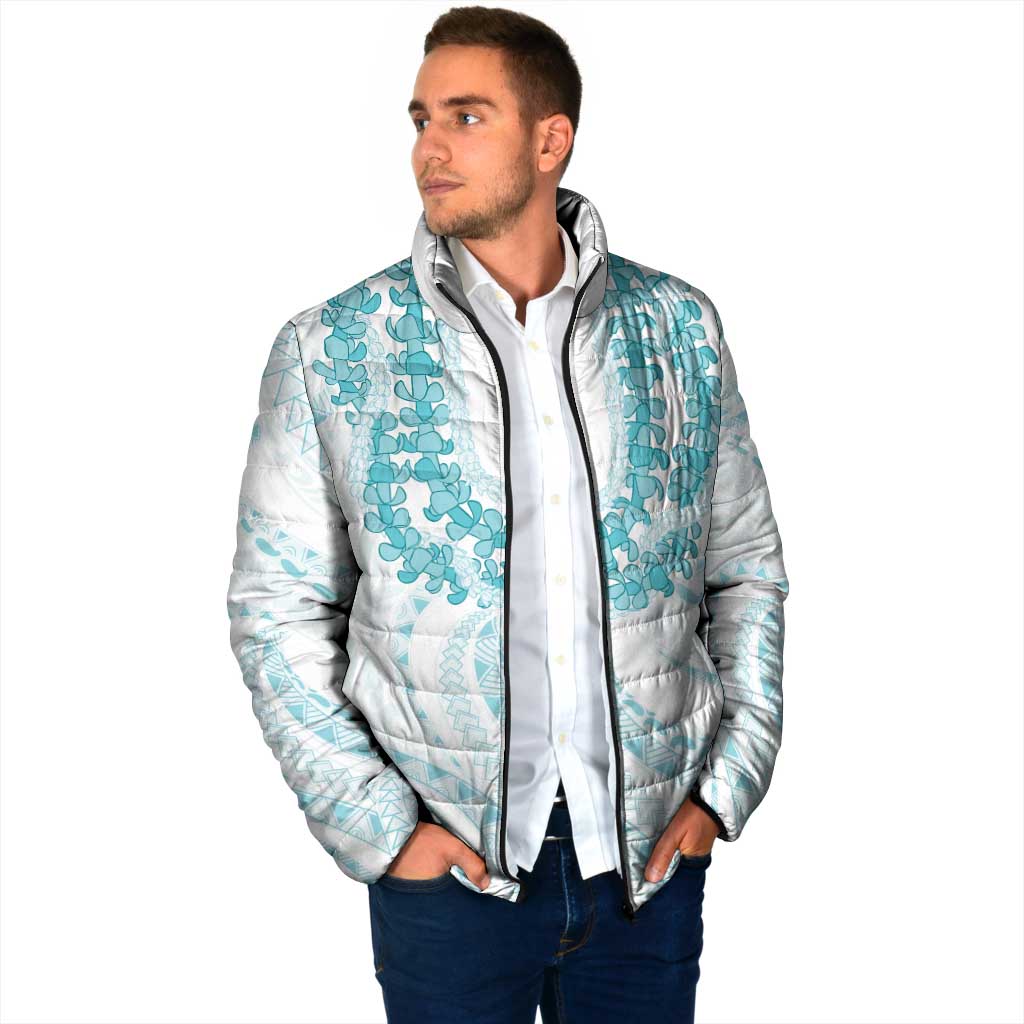Aloha Lei Onaona Padded Jacket Teal Hawaiian Tribal Pattern LT9 - Polynesian Pride