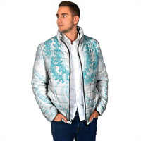 Aloha Lei Onaona Padded Jacket Teal Hawaiian Tribal Pattern LT9 - Polynesian Pride