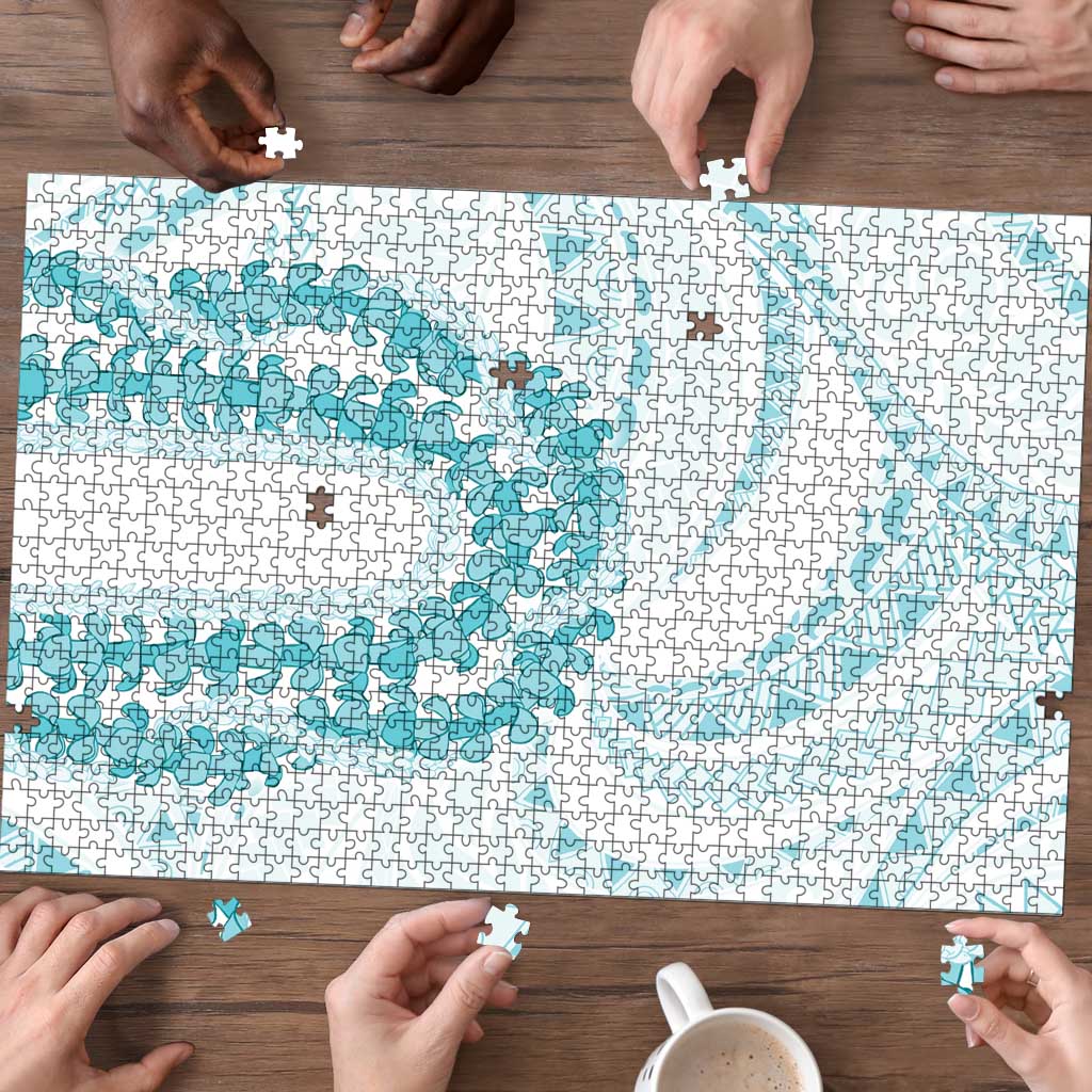 Aloha Lei Onaona Puzzle Teal Hawaiian Tribal Pattern LT9 - Polynesian Pride