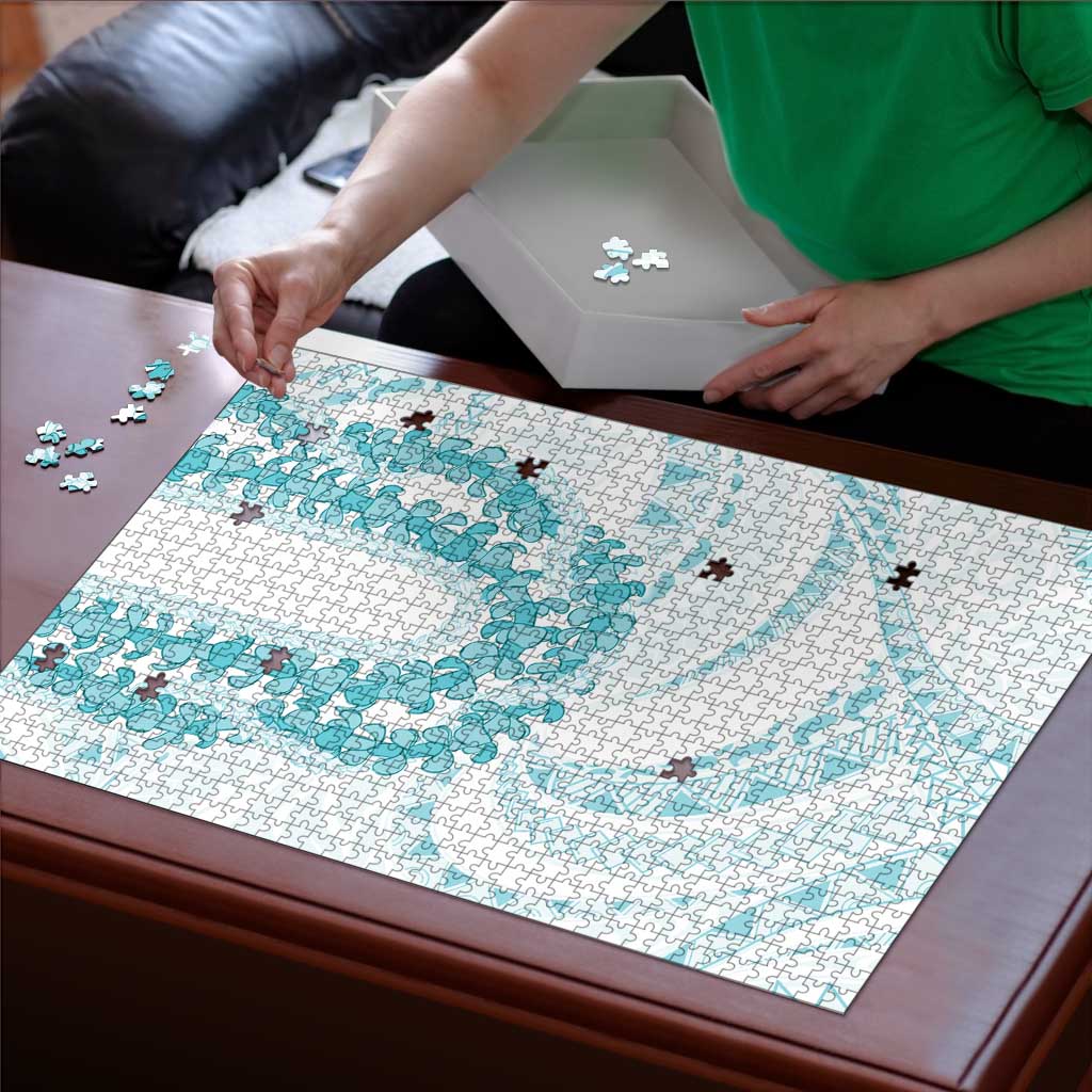 Aloha Lei Onaona Puzzle Teal Hawaiian Tribal Pattern LT9 - Polynesian Pride