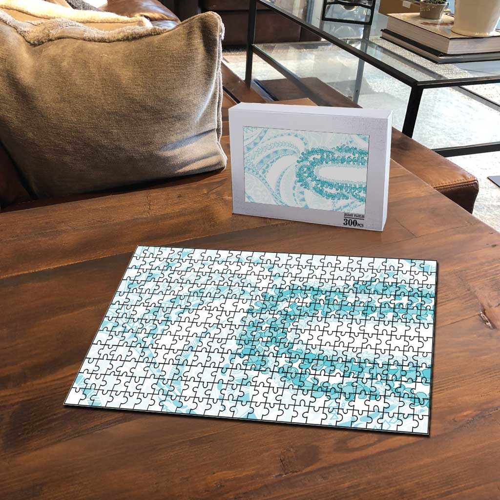 Aloha Lei Onaona Puzzle Teal Hawaiian Tribal Pattern LT9 - Polynesian Pride